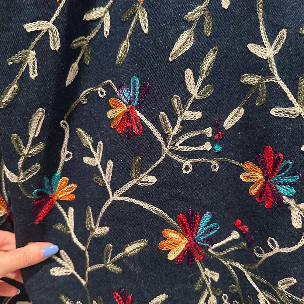 Industrie B Colorful Floral‎ Embroidered Denim Jacket Size Large 100% Cotton - Picture 3 of 6